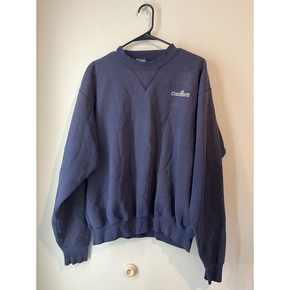 Vintage Carhartt Crew Neck Sweatshirt Pullover Embroider Logo Distressed Mens Lg - Picture 1 of 7